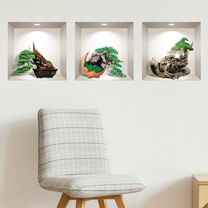 3D-stickers van mystieke bonsaibomen, 40 x 120 cm