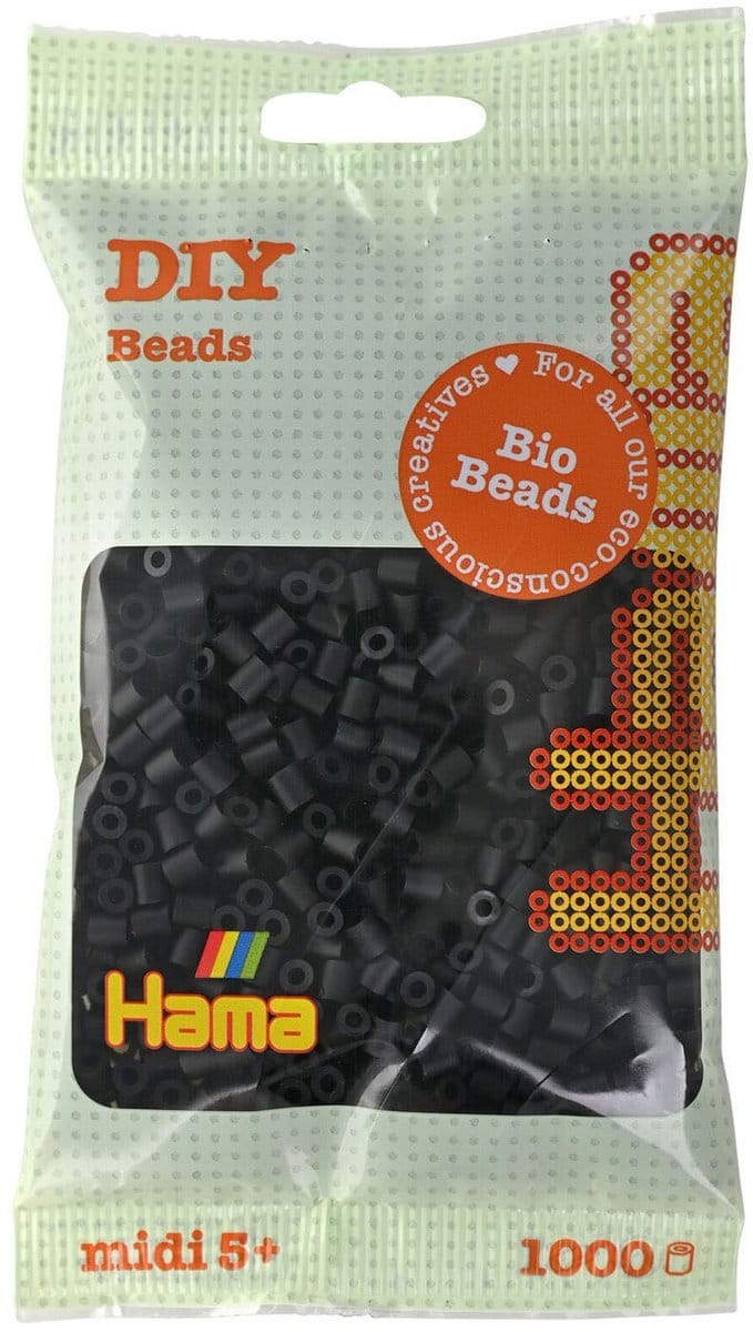 Hama Midi Bio Strijkkralen - Zwart (018), 1000st.