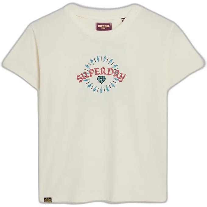 Superdry - Tattoo Rhinestone getailleerd T-shirt - Dames - T-shirts
