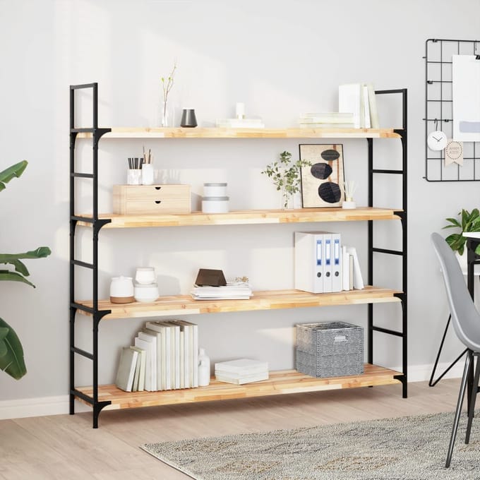 vidaXL - Wandschappen - 4 - st - zwevend - 140x30x4 - cm - onbehandeld - acaciahout