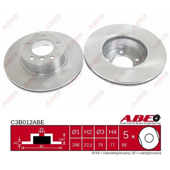 Remschijf ABE C3B012 voorkant, geventileerd, sterk gecarboniseerd, 1 Stuk