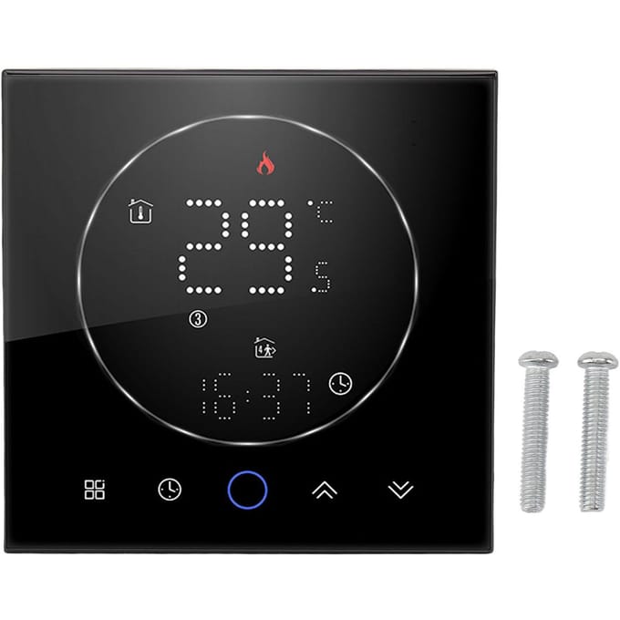Draadloze Slimme Thermostaat voor Thuis Nauwkeurige Programmeerbare Thermostaat Wandmontage Ketel Thermostaat zwart
