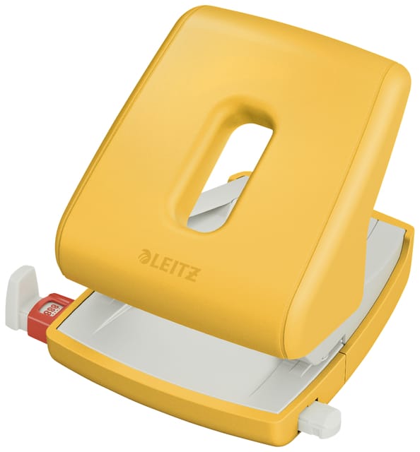 Leitz Cosy perforator 2-Gaats - Perforeert Tot 30 Vel  - Ideaal voor Thuiskantoor/Thuiswerken - Warm Geel