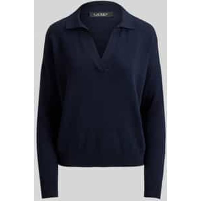 relaxed fit pullover van katoenmix met polokraag