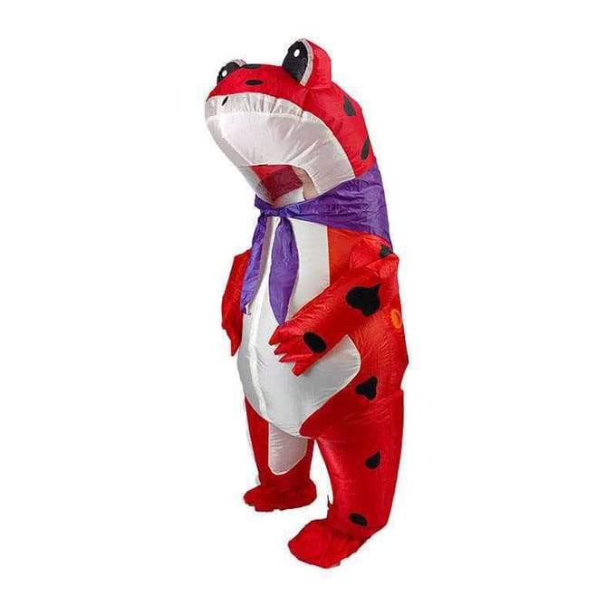 Rood leuke kikker opblaasbaar kostuum, voor volwassenen. 150-190cm rood