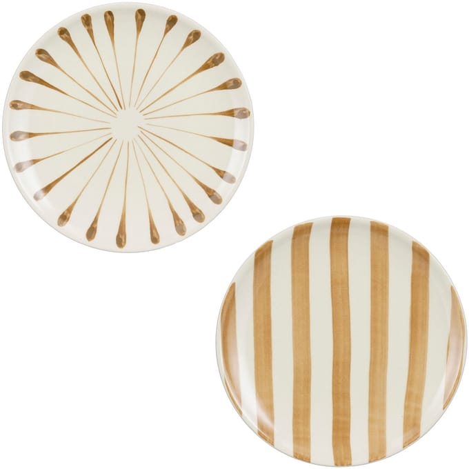 Mica Decorations Elsie Ontbijtbord - 1 Bord Willekeurig - Kleur/Variant Niet Kiesbaar - H2 x Ø20 cm - Steengoed - Bruin