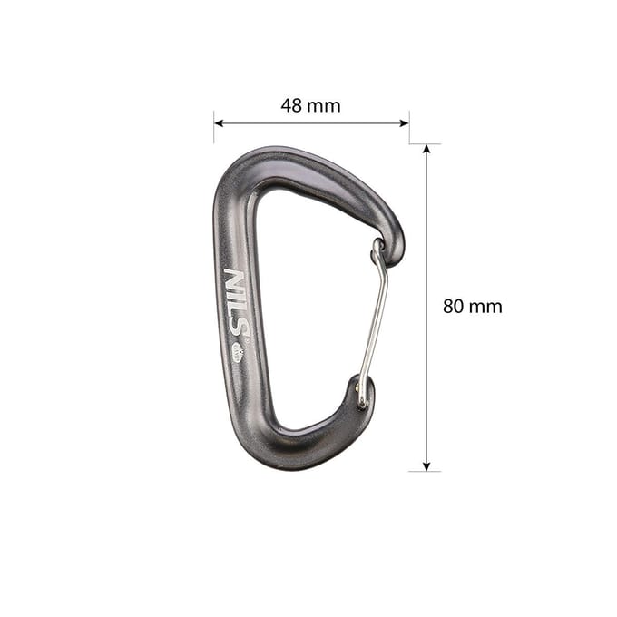 NILS CAMP NC1707 - Karabijnhaak - 12 KN - Anodiseerd Aluminium - Grijs