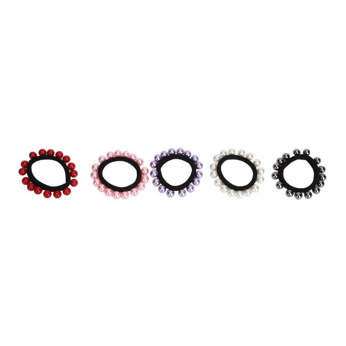 10 stuks Kunstparel Elastisch Elastiek Rekbare Decoratie Kunstparel Haar Touwtjes Hoofdband black