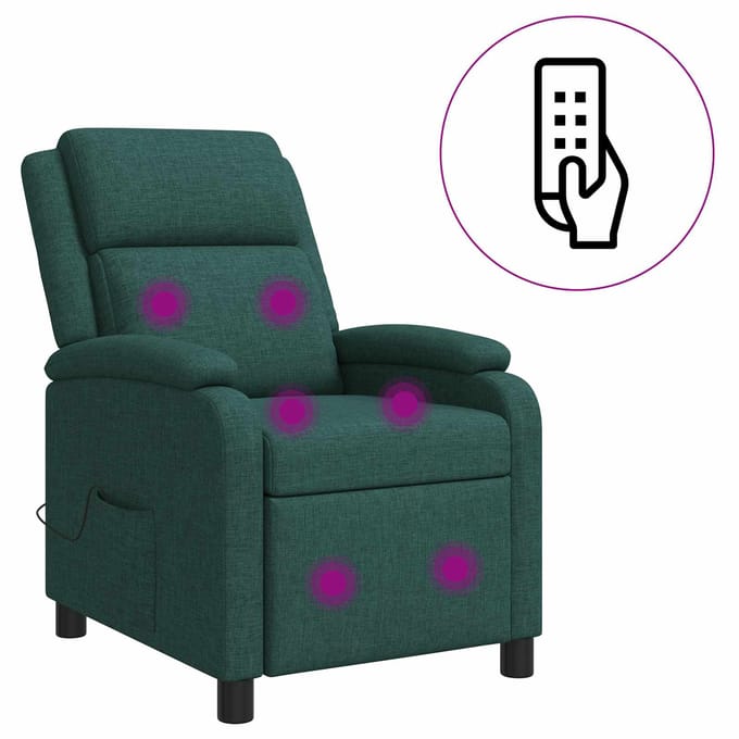 vidaXL - Massage - Relaxstoel - Donkergroen - Stof