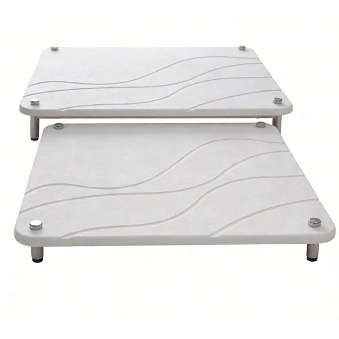2 Stuks Steen Droogmat Ultra Absorberend Sneldrogende Steen voor Keukenblad met Antislip Voetjes Wit wit