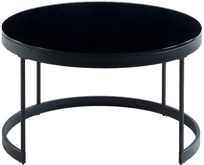 Vente-unique Salontafels BILLIE - Inschuifbaar - Gehard glas & metaal - Zwart & wit