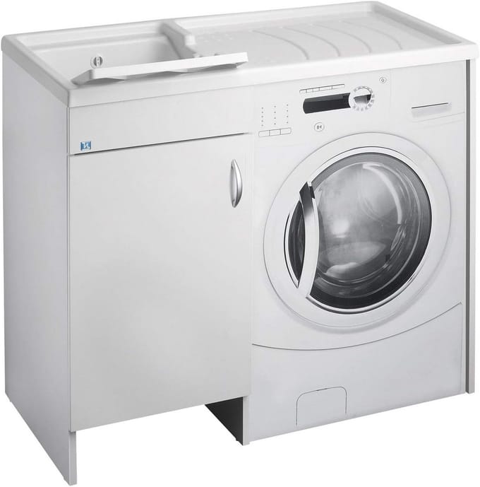Wasmachinekoppel met Wastafel, Wit, 109 x 60 cm