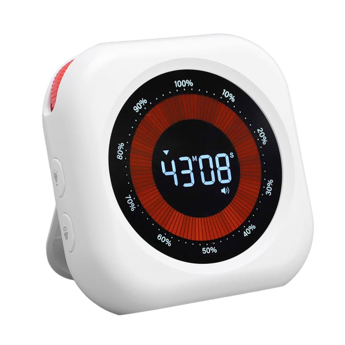Digitale Visuele Timer Stille Oplaadbare Bureau Timer met VA Display Duidelijke Cijfers Instelbaar Volume white