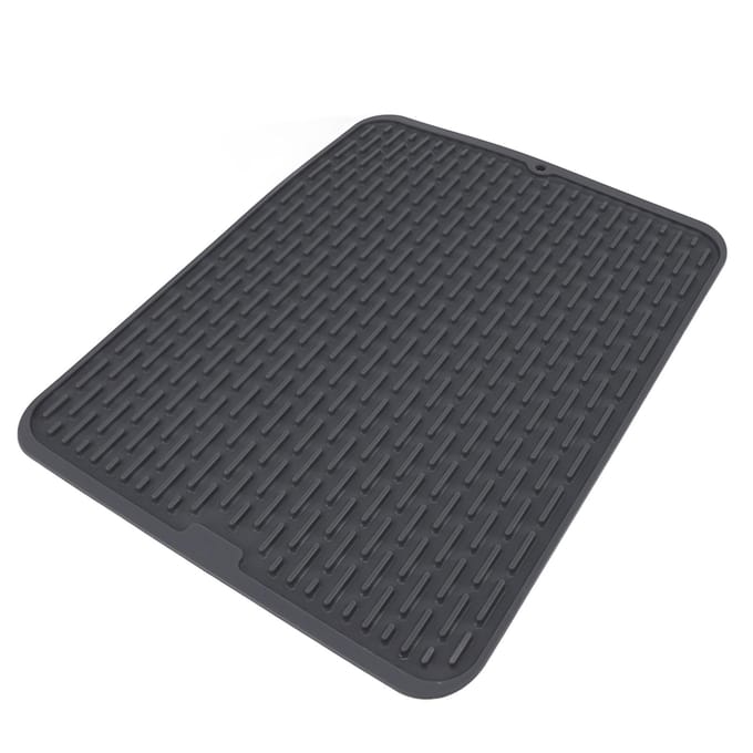 Rechthoekige Siliconen Afdruipmat Hitte-isolatie Antislip Afdruipmat met Ingebouwde Afvoer black
