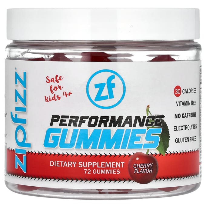 Zipfizz, gummies fonctionnels, pour enfants de plus de 4 ans, cerise, 72 gummies