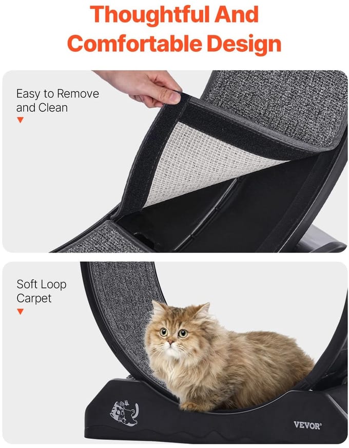 Kattenoefenwiel - Loopband Kat - Actieve Beweging - Stille Werking - 315 inch - Zwart