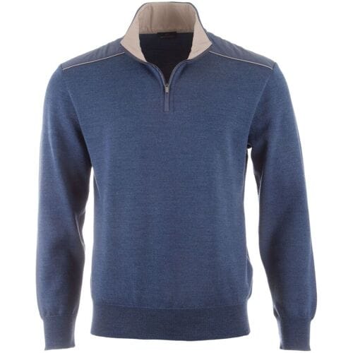 Paul & Shark Trui Typhoon Platinum Soft Cool Touch Wool Half Zip Vintage Indigo / male