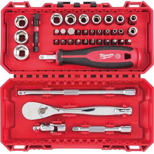 Milwaukee 38-delige dopsleutelset 1/4" in PACKOUT ready box 38-delig