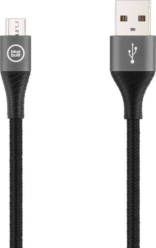 BlueBuilt Usb A naar Micro Usb Kabel 1,5m Nylon Zwart