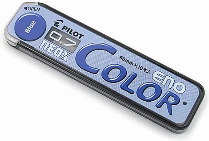 Pilot Color Eno – Blauwe Potloodvullingen 0.7mm – Etui met 10 Vullingen