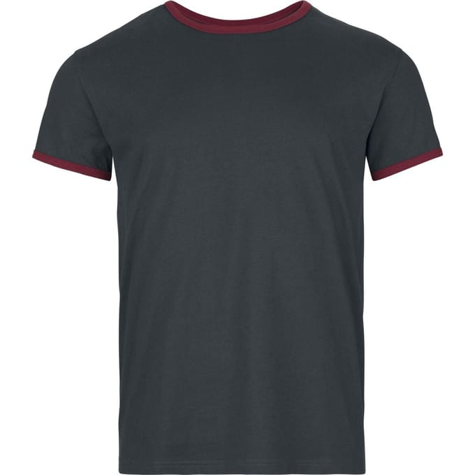 R.E.D. Rock-Engineered Design zwart basic T-shirt met rode accenten - Heren - L