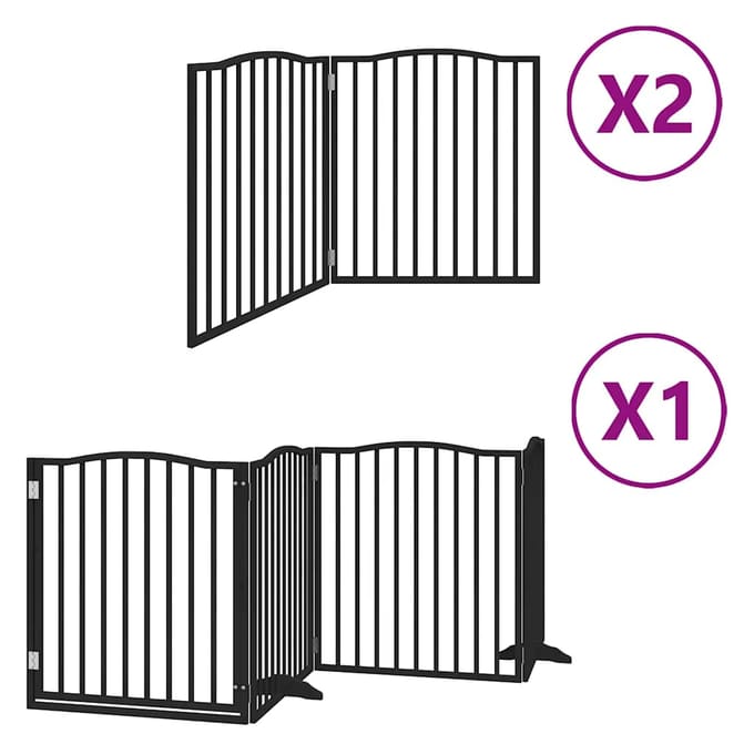 vidaXL Hondenhek inklapbaar 8 panelen 640 cm populierenhout zwart