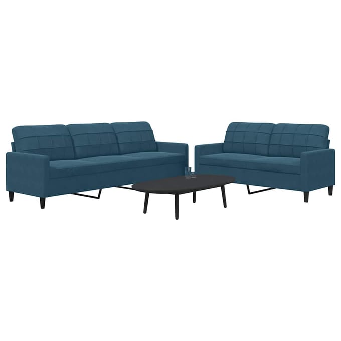 vidaXL - 2-delige - Loungeset - met - kussens - fluweel - blauw