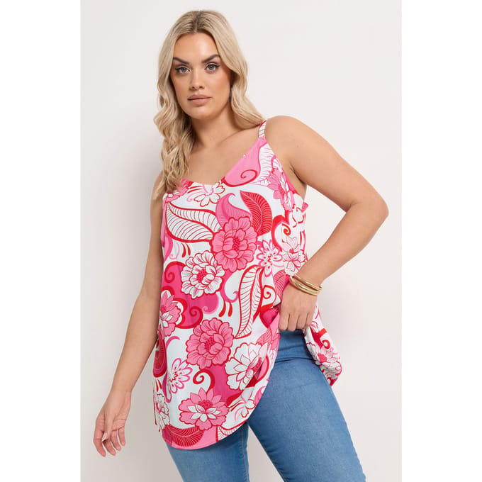 Yours Roze Cami Vesttop Met Bloemenprint Size 46