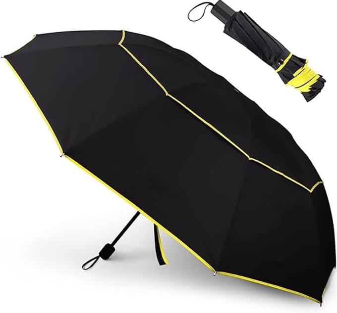 Paraplu opvouwbaar-paraplu-stormparaplu Opvouwbaar -Grote, compacte golfparaplu met dubbele luifel, geventileerd, winddicht en waterdicht - Unisex - Zwart