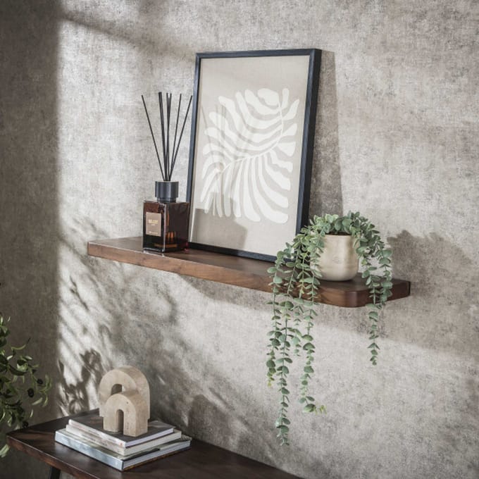 Hoyz Collection - Wandplank Carve 90cm - Massief Acacia Bruin