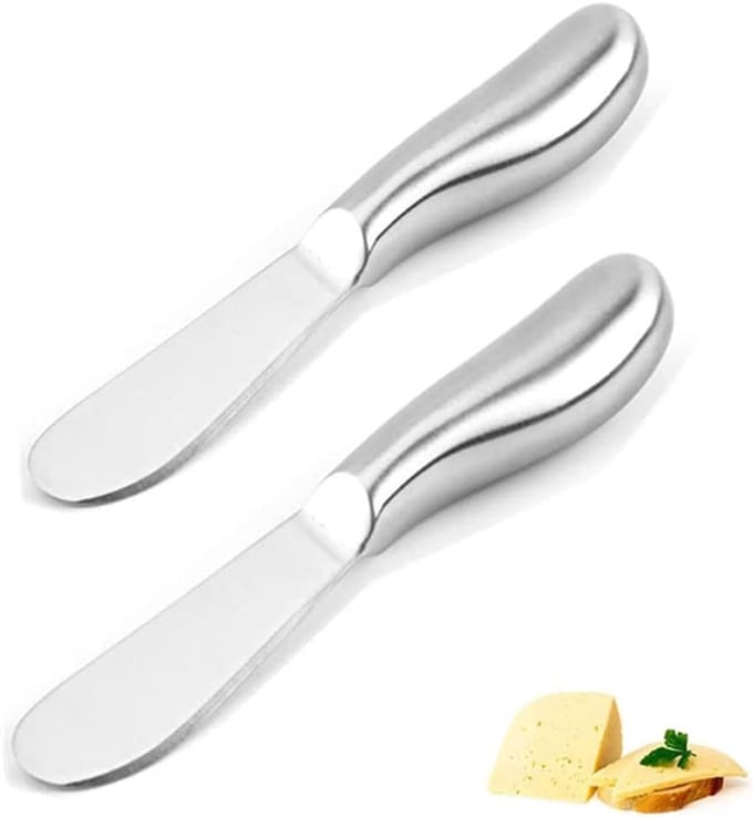 Roestvrijstalen botermes en kaasverspreider - ergonomische handgreep - 2 stuks