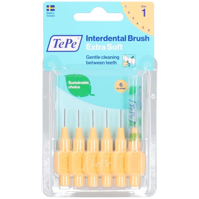 TePe Interdentale Ragers Extra Soft Lichtoranje ISO maat 1 – 0,45 mm (6 stuks)