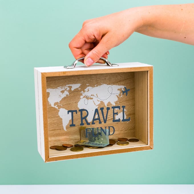 Travel Houten Koffer Spaarpot