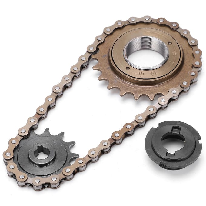 Kettingwielset 22T Tanden Achter Vrijloop 38 Schakels Ketting en 13T Tanden Kettingwielset gray