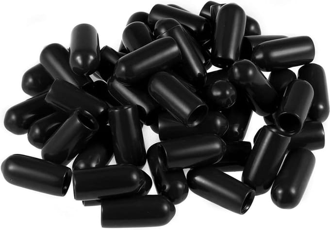 Allecta - Rubberen Eindkappen 5mm - 50 Stuks - Zwart - Draadbeschermers, Boutafdekkingen, Kabels.