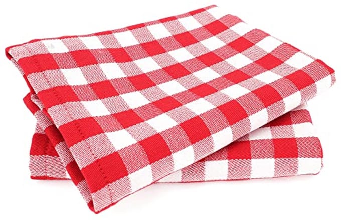 Linnen theedoeken 50 x 70 cm - Rood met Squares Motief