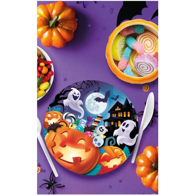 Fiestas Guirca - Borden (papier) - spook/pompoen Halloween - 23 cm (6 stuks)