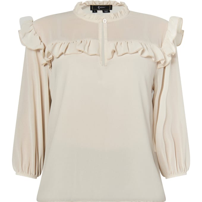 Faina Blouse met ruches Dames wolwit