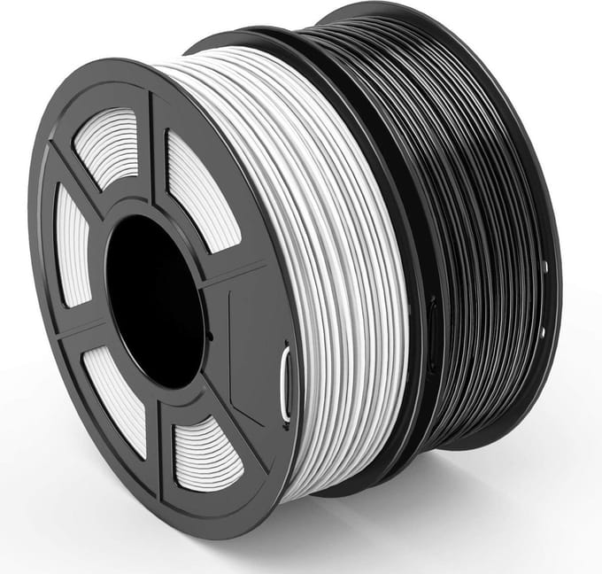 3D Printer Filament 1.75mm Black+ White - Dimensional Accuracy +/- 0.02 mm - 1 Kg Per Spool - Pack of 2