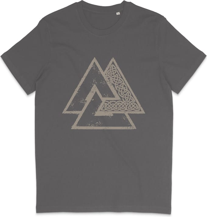 Heren Dames T Shirt - Viking Symbool - Grijs - L