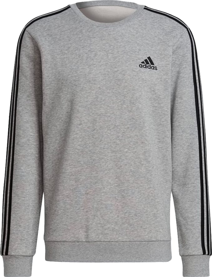 Adidas essentials 3 stripes crew sweater in de kleur grijs.