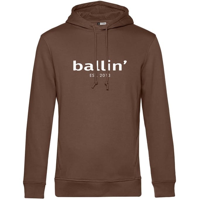Heren Hoodies met Ballin Est. 2013 Basic Hoodie Print - Bruin - Maat M