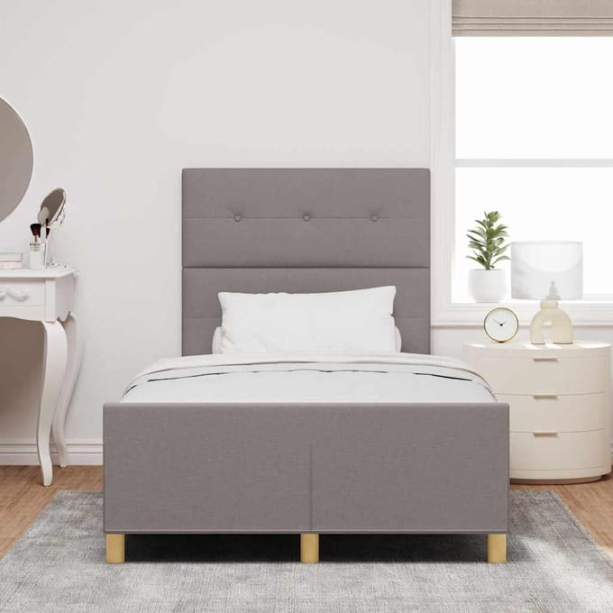 vidaXL - Bedframe - met - hoofdeinde - Taupe - 120 - x - 190 - cm - Stof