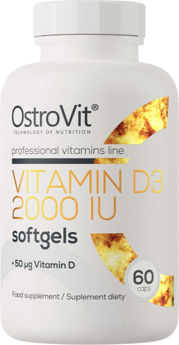 OstroVit Vitamine D3 2000 IU 60 Capsules – 50 mcg – Immuun & Bot Support – Softgels