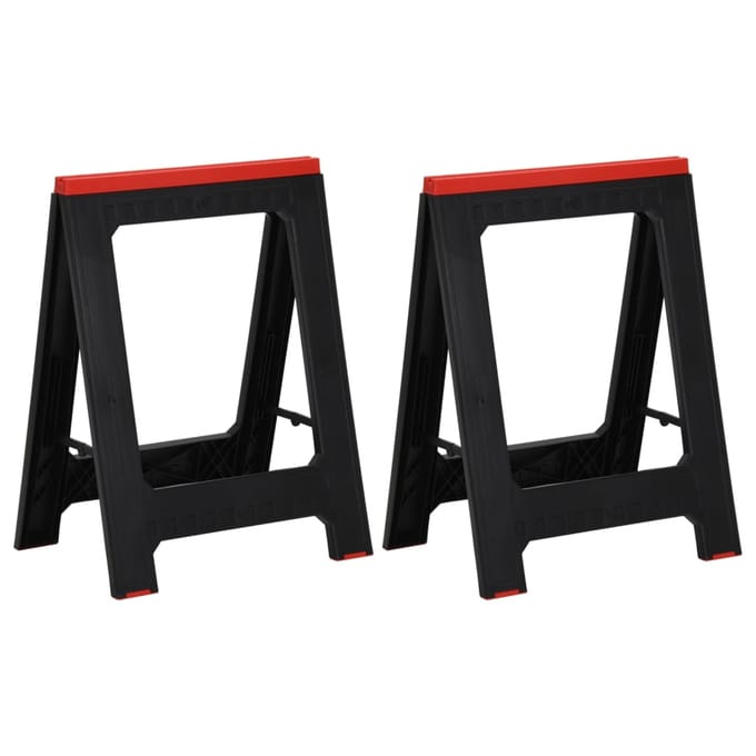 vidaXL - Schragen - 2 - st - inklapbaar - 350 - kg - polypropeen - zwart - en - rood