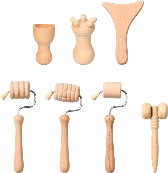 Maderotherapie Set - Houten Massageroller en Gezichtsroller voor Gezicht, Hoofd en Lichaam