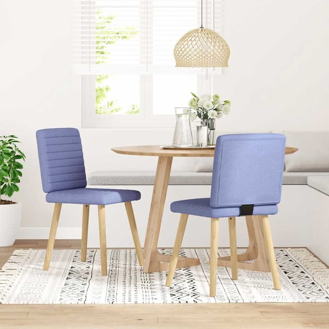 vidaXL Eetkamerstoelen 2 st stof jeansblauw