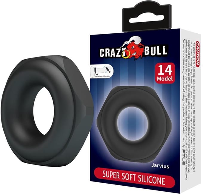 Crazy Bull - Jarvius - Super Soft Siliconen Cockring - Model 14 - Zwart