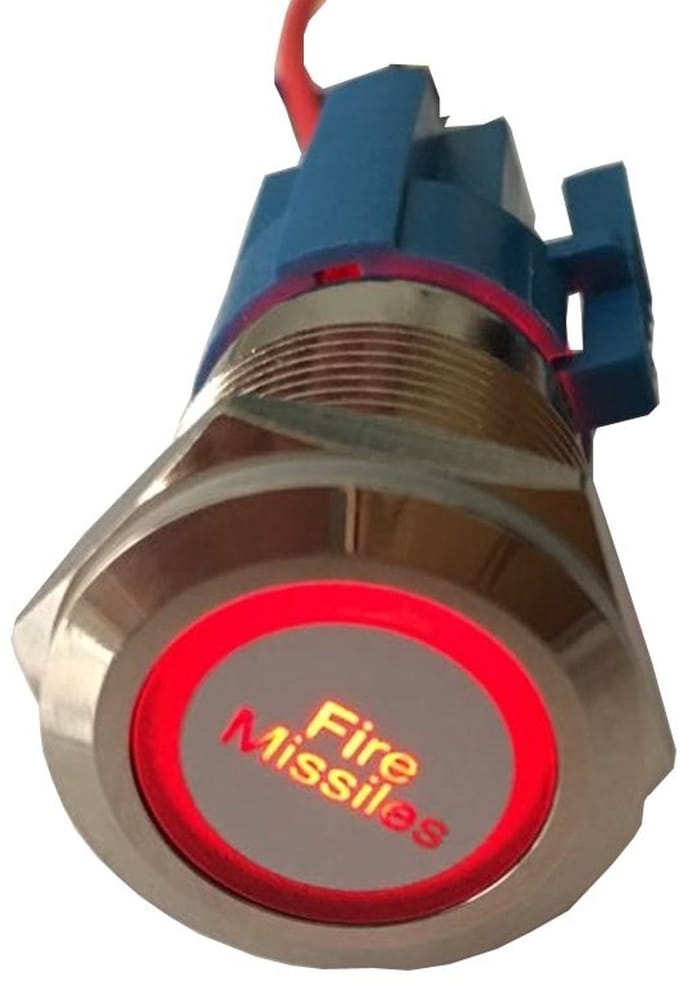 Waterdichte Stalen Drukschakelaar met Blauw LED Licht - 19mm 12V 5A