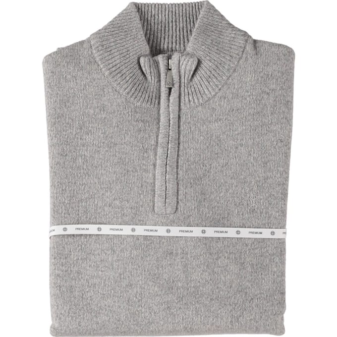 Fellows United Pullover Premium Half Zip Jersey Knit Grey Mel.  M